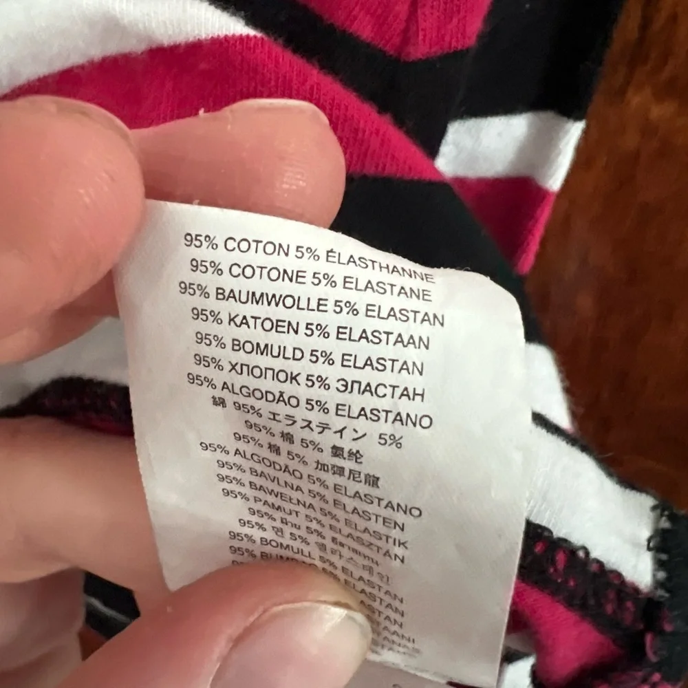 Michael Kors Black, White and Pink‎ Striped Top S